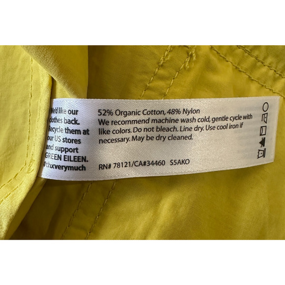 Eileen Fisher Anorak Windbreaker High Collar Jacket Yellow Womens Size PP Petite - Picture 12 of 16